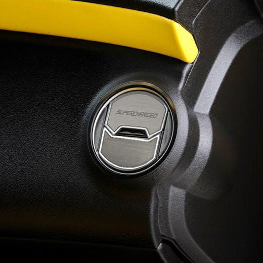 Dark Khaki 2010-2015 Camaro - Round A/C Vent Covers Etched SUPERCHARGED 8Pc | Brushed Stainless Steel