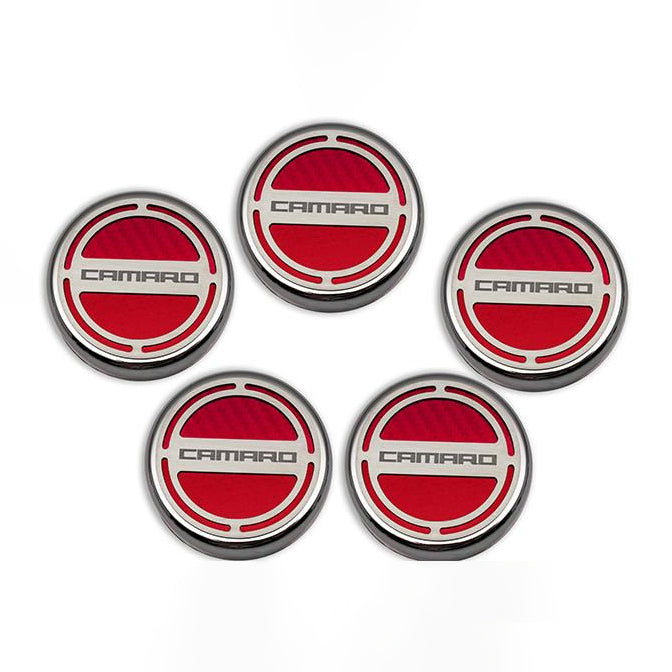 Light Gray 2010-2022 Camaro - Engine Fluid Cap Covers CAMARO Style 5Pc - V6