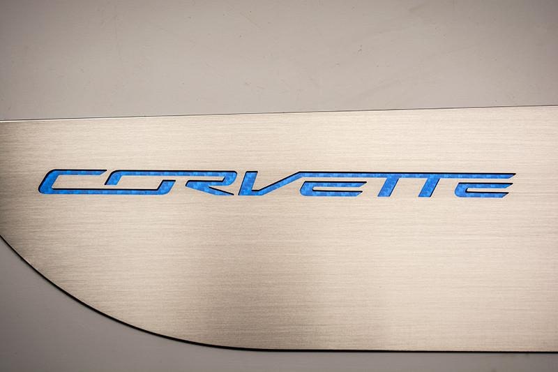 Gray 2014-2019 C7 Corvette Stingray - Door Guards w/CORVETTE Lettering 2Pc - Brushed Stainless