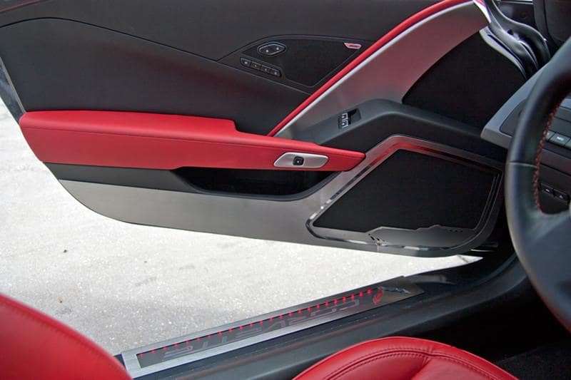 Gray 2014-2019 C7 Corvette Stingray - Door Guards w/CORVETTE Lettering 2Pc - Brushed Stainless