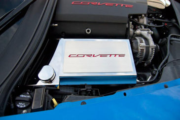 Dark Slate Gray 2014-2019 Corvette Z06/Z51/C7 - Fuse Box Cover w/Corvette Lettering - Stainless Steel