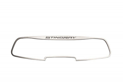 2014-2019 C7 Corvette - Rear View Mirror Trim w/Etched STINGRAY [AutoDim] - Brushed Stainless Steel