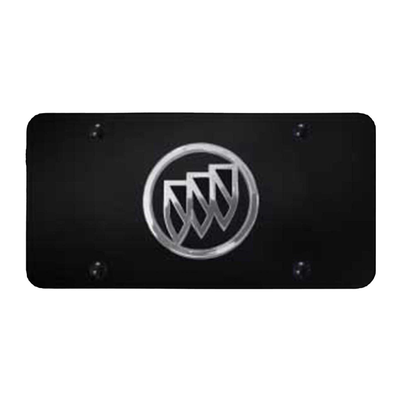 Buick (Black Fill) License Plate - Chrome on Black