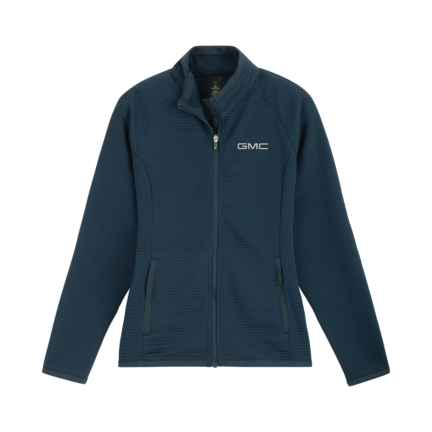 Navy blue jacket with GMC logo on a white background