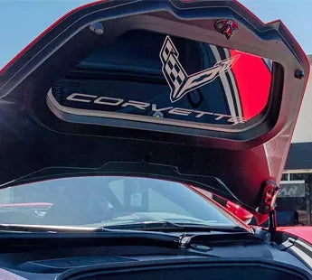 2020-2024 C8 Corvette - Etched Logo Frunk Panel w/Brushed Trim Ring - Polished Finish