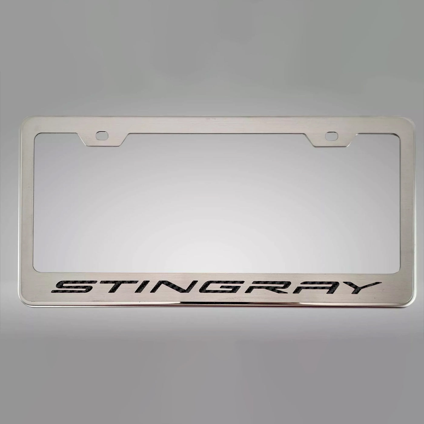 2020-2024 C8 Corvette - STINGRAY Style License Plate Frame - Brushed Stainless