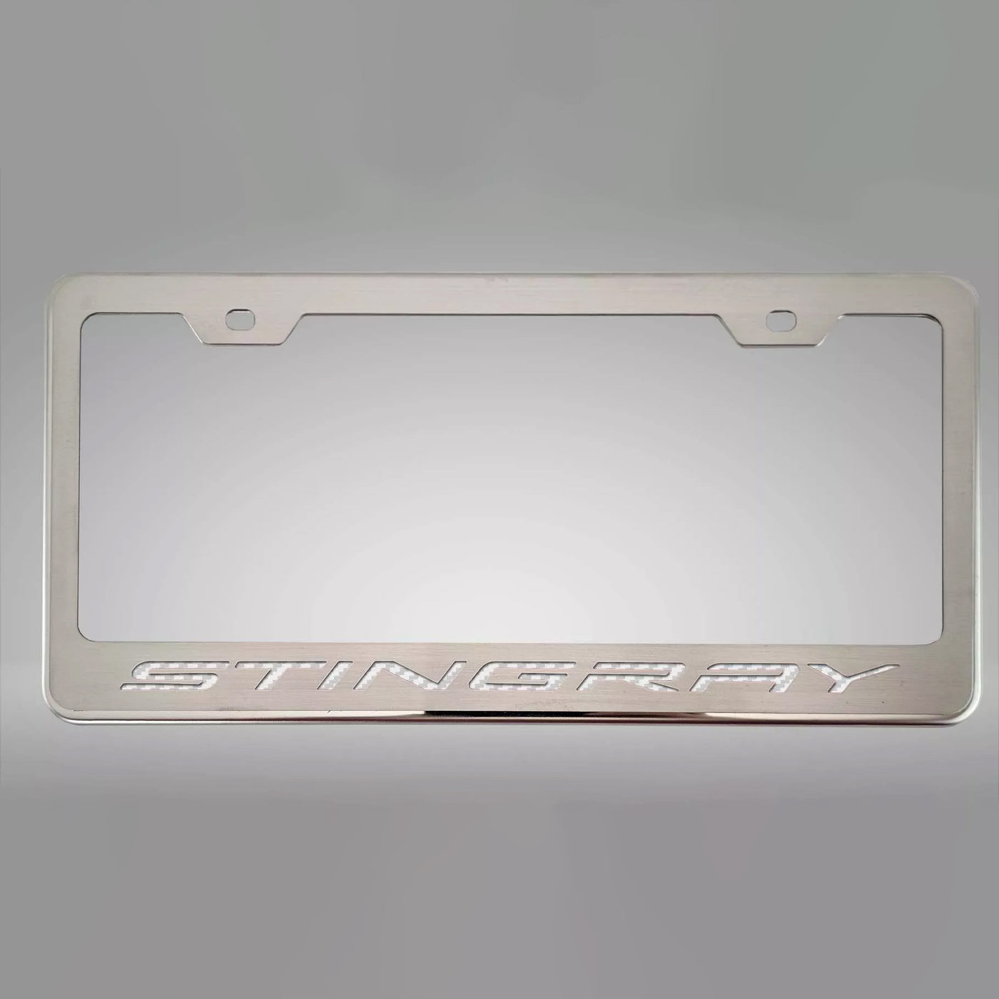 2020-2024 C8 Corvette - STINGRAY Style License Plate Frame - Brushed Stainless