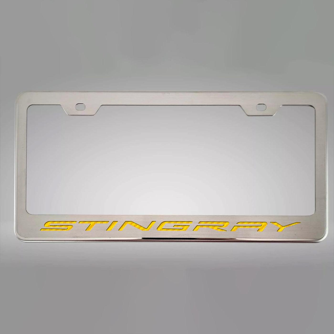 2020-2024 C8 Corvette - STINGRAY Style License Plate Frame - Brushed Stainless