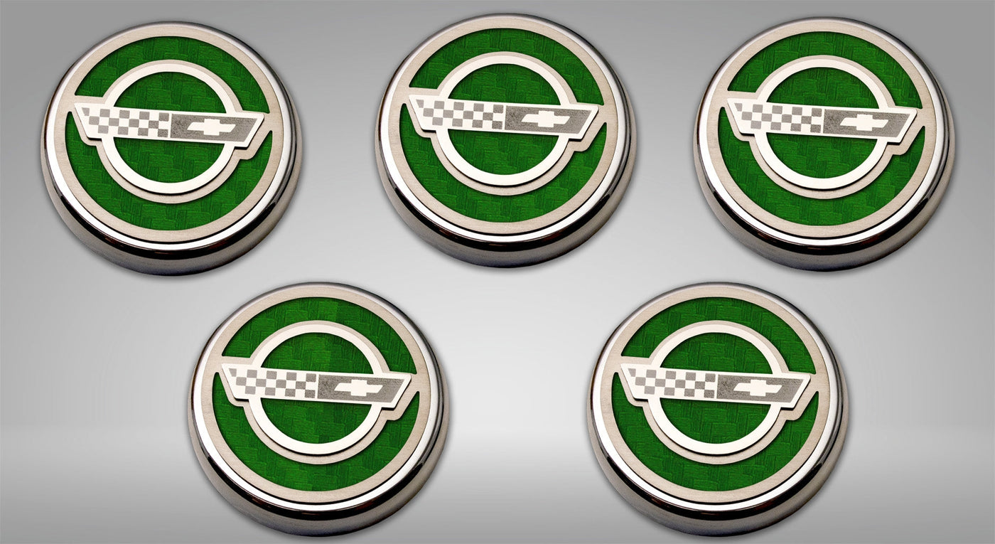 Gray 1984-1996 C4 Corvette - C4 Style Fluid Cap Cover Sets 5Pc - Manual Transmission