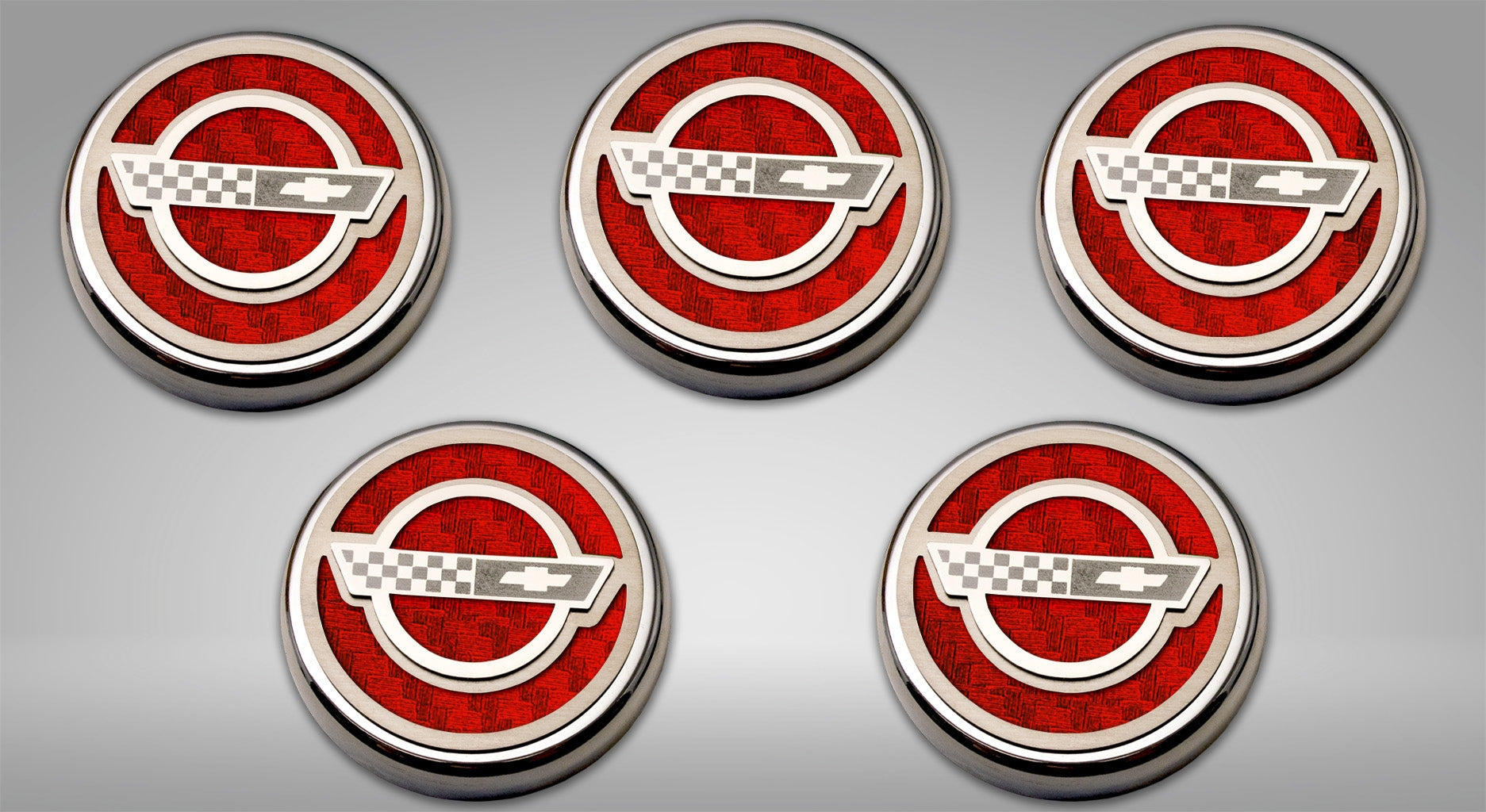 Gray 1984-1996 C4 Corvette - C4 Style Fluid Cap Cover Sets 5Pc - Manual Transmission
