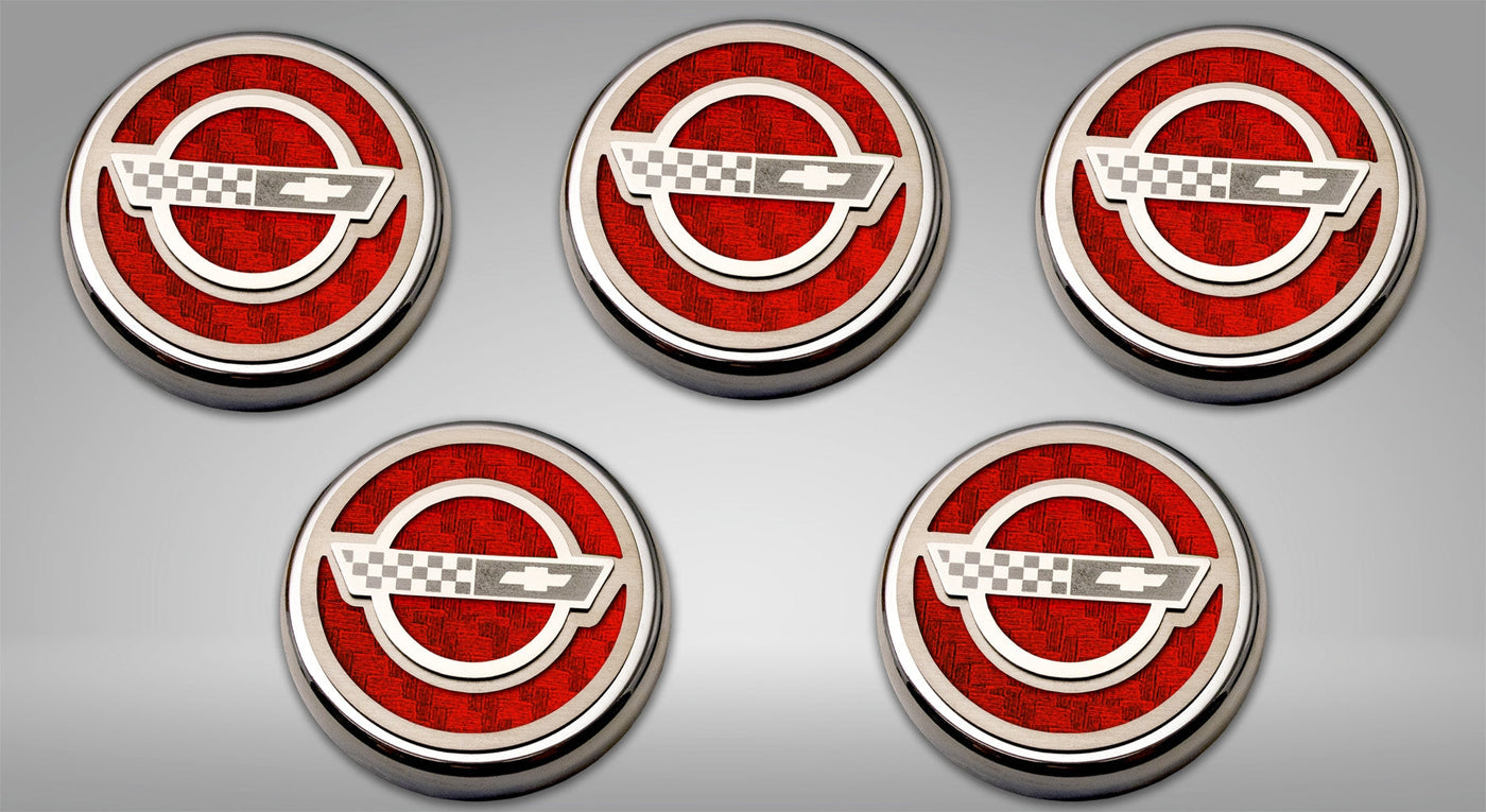 Gray 1984-1996 C4 Corvette - C4 Style Fluid Cap Cover Sets 5Pc - Manual Transmission