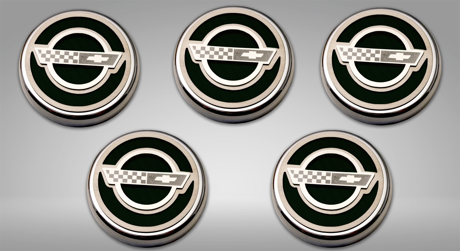 Gray 1984-1996 C4 Corvette - C4 Style Fluid Cap Cover Sets 5Pc - Manual Transmission