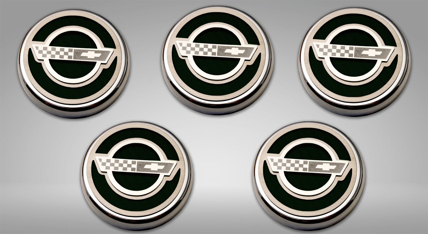 Gray 1984-1996 C4 Corvette - C4 Style Fluid Cap Cover Sets 5Pc - Manual Transmission