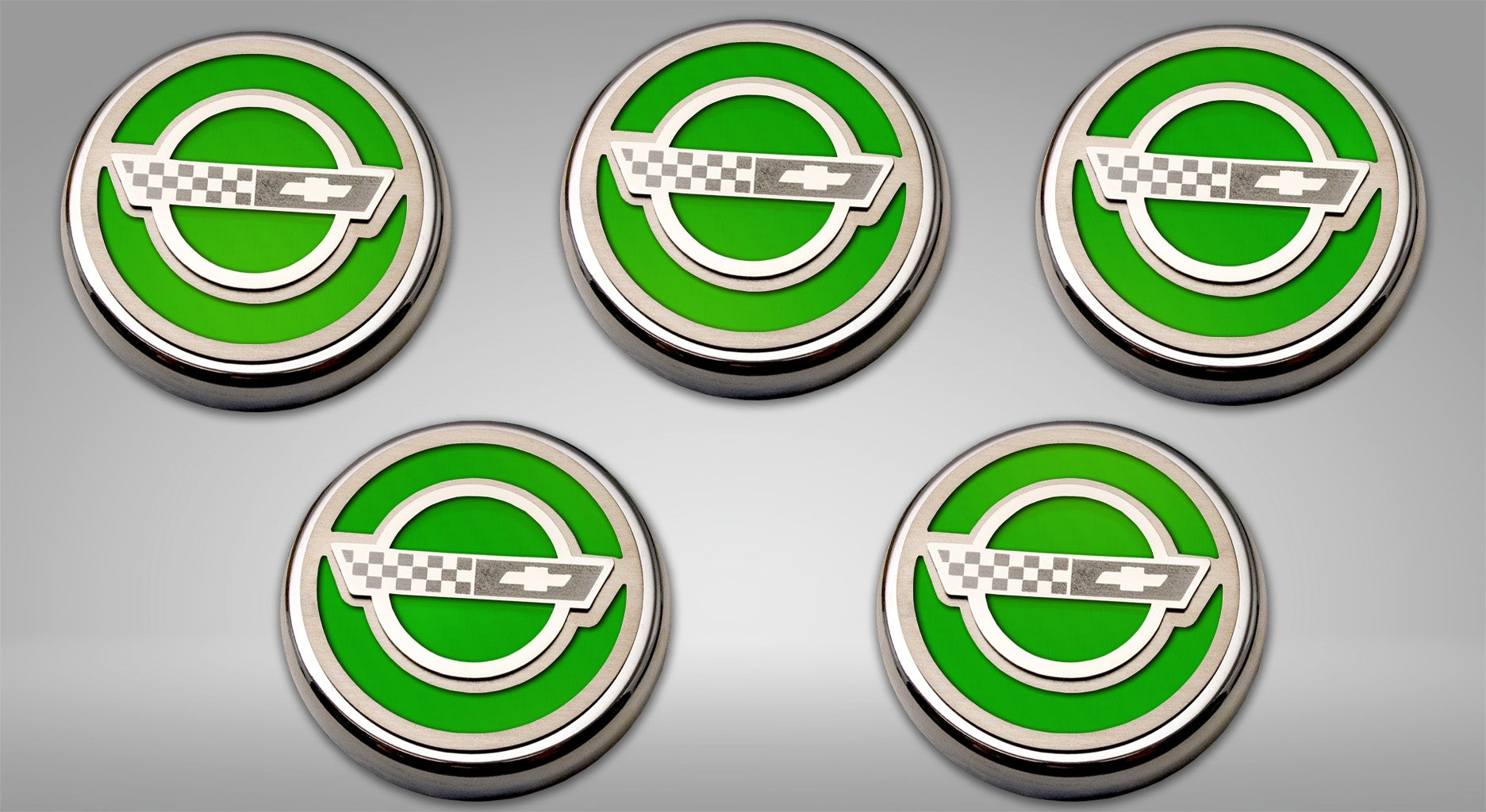 Gray 1984-1996 C4 Corvette - C4 Style Fluid Cap Cover Sets 5Pc - Manual Transmission