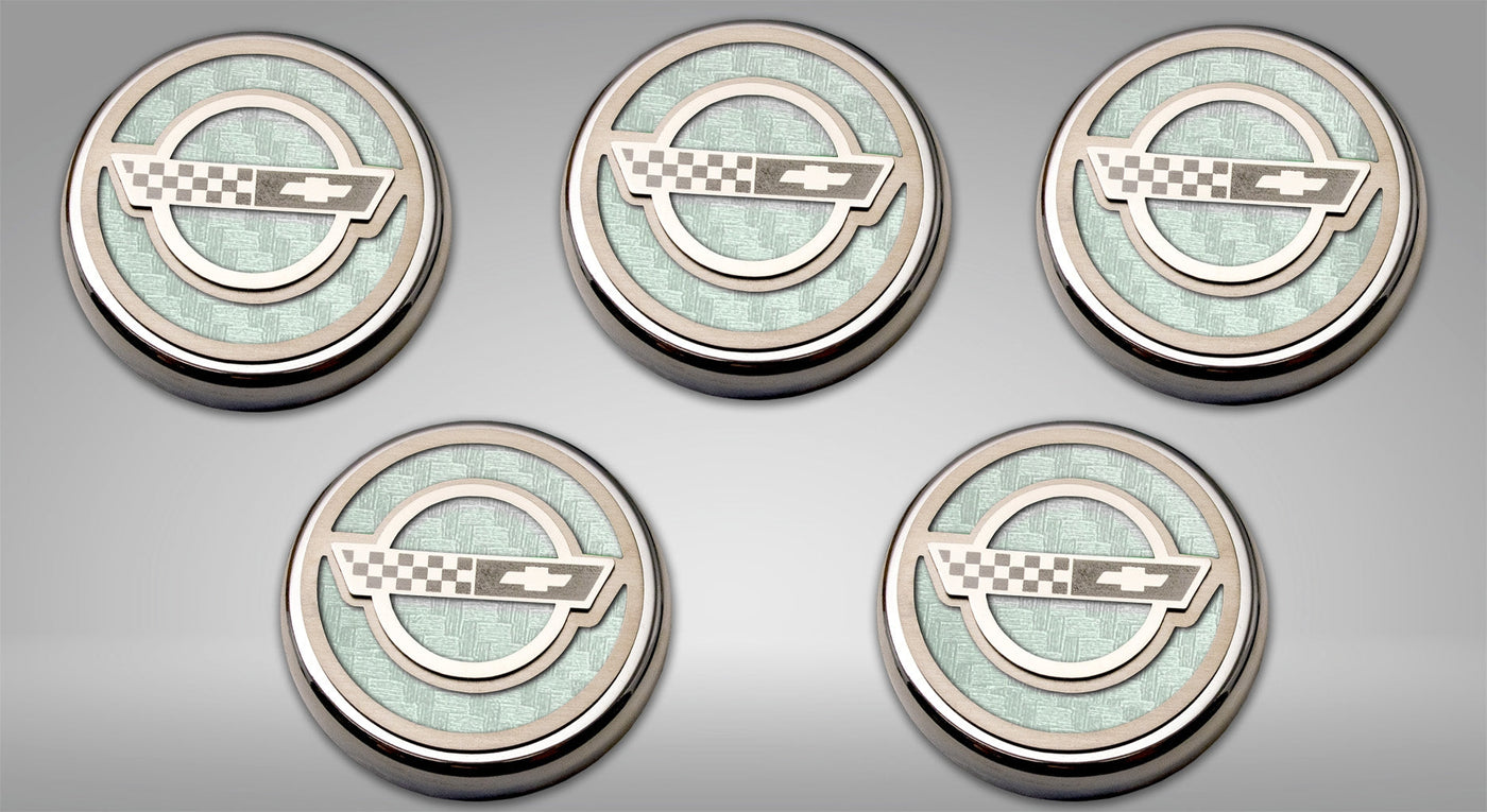 Gray 1984-1996 C4 Corvette - C4 Style Fluid Cap Cover Sets 5Pc - Manual Transmission