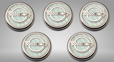 Gray 1984-1996 C4 Corvette - C4 Style Fluid Cap Cover Sets 5Pc - Manual Transmission