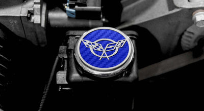 Dark Gray 1997-2004 C5 & Z06 Corvette - Crossed Flags Logo Fluid Cap Covers 5Pc Auto Transmission