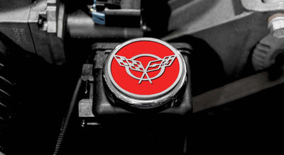 Rosy Brown 1997-2004 C5 & Z06 Corvette - Crossed Flags Logo Fluid Cap Covers 5Pc Auto Transmission