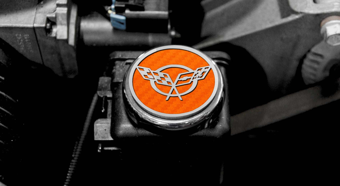Rosy Brown 1997-2004 C5 & Z06 Corvette - Crossed Flags Logo Fluid Cap Covers 5Pc Auto Transmission