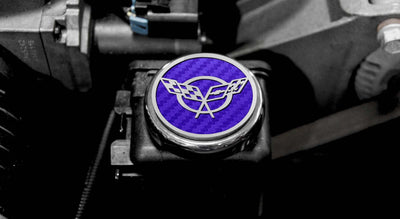Dark Gray 1997-2004 C5 & Z06 Corvette - Crossed Flags Logo Fluid Cap Covers 5Pc Auto Transmission