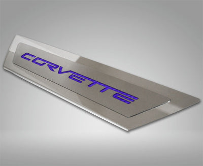 2005-2013 C6 Corvette - Outer Door Sills 'CORVETTE' Inlay 2Pc - Polished Stainless & Carbon Fiber