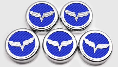 Light Gray 2005-2013 C6 Corvette - Crossed Flags Logo Fluid Cap Covers 5Pc Auto Transmission
