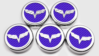 Light Gray 2005-2013 C6 Corvette - Crossed Flags Logo Fluid Cap Covers 5Pc Auto Transmission