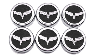 Dark Slate Gray 2005-2013 C6 Corvette - Crossed Flag Fluid Cap Covers 6Pc Manual Transmission
