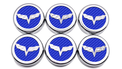 Light Gray 2005-2013 C6 Corvette - Crossed Flag Fluid Cap Covers 6Pc Manual Transmission