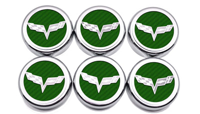 Dark Green 2005-2013 C6 Corvette - Crossed Flag Fluid Cap Covers 6Pc Manual Transmission