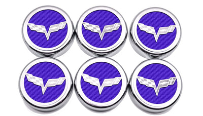 Light Gray 2005-2013 C6 Corvette - Crossed Flag Fluid Cap Covers 6Pc Manual Transmission