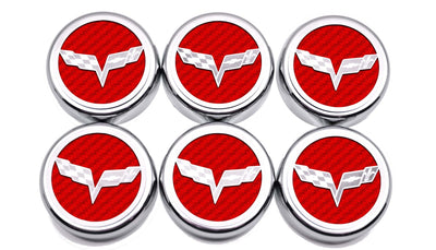 Firebrick 2005-2013 C6 Corvette - Crossed Flag Fluid Cap Covers 6Pc Manual Transmission