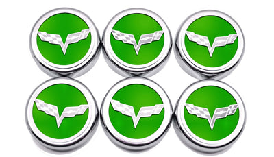 Forest Green 2005-2013 C6 Corvette - Crossed Flag Fluid Cap Covers 6Pc Manual Transmission