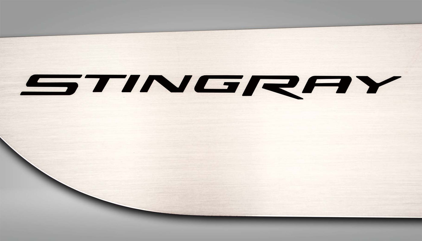 2014-2019 C7 Corvette Stingray - Door Guards w/STINGRAY Lettering 2Pc - Brushed Stainless