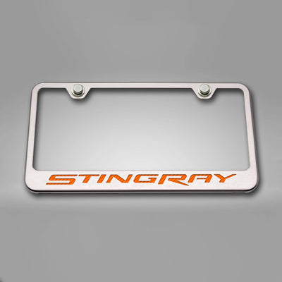 2014-2019 C7 Corvette - License Plate Frame STINGRAY Lettering  - Stainless Steel