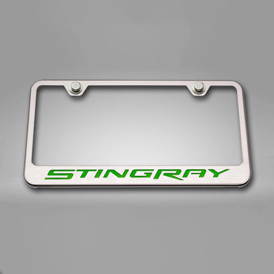 2014-2019 C7 Corvette - License Plate Frame STINGRAY Lettering  - Stainless Steel