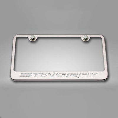 2014-2019 C7 Corvette - License Plate Frame STINGRAY Lettering  - Stainless Steel