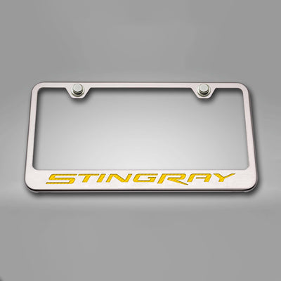 2014-2019 C7 Corvette - License Plate Frame STINGRAY Lettering  - Stainless Steel