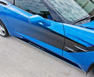 2014-2019 C7 Corvette - Carbon Fiber Side Skirts w/ STINGRAY Lettering 2P-| Carbon Fiber/Stainless Steel