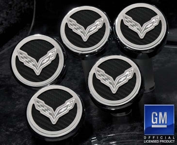 Gray 2014-2019 Z06/Z51/C7 Corvette Stingray - Fluid Cap Covers C7 Flag Style Automatic Transmission 5Pc