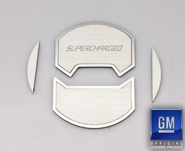2010-2015 Camaro - Round A/C Vent Covers Etched SUPERCHARGED 8Pc | Brushed Stainless Steel