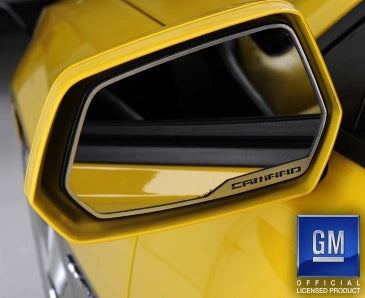 2010-2013 Camaro - Side View Mirror Trim 'CAMARO' Style 2Pc - Brushed Stainless Steel