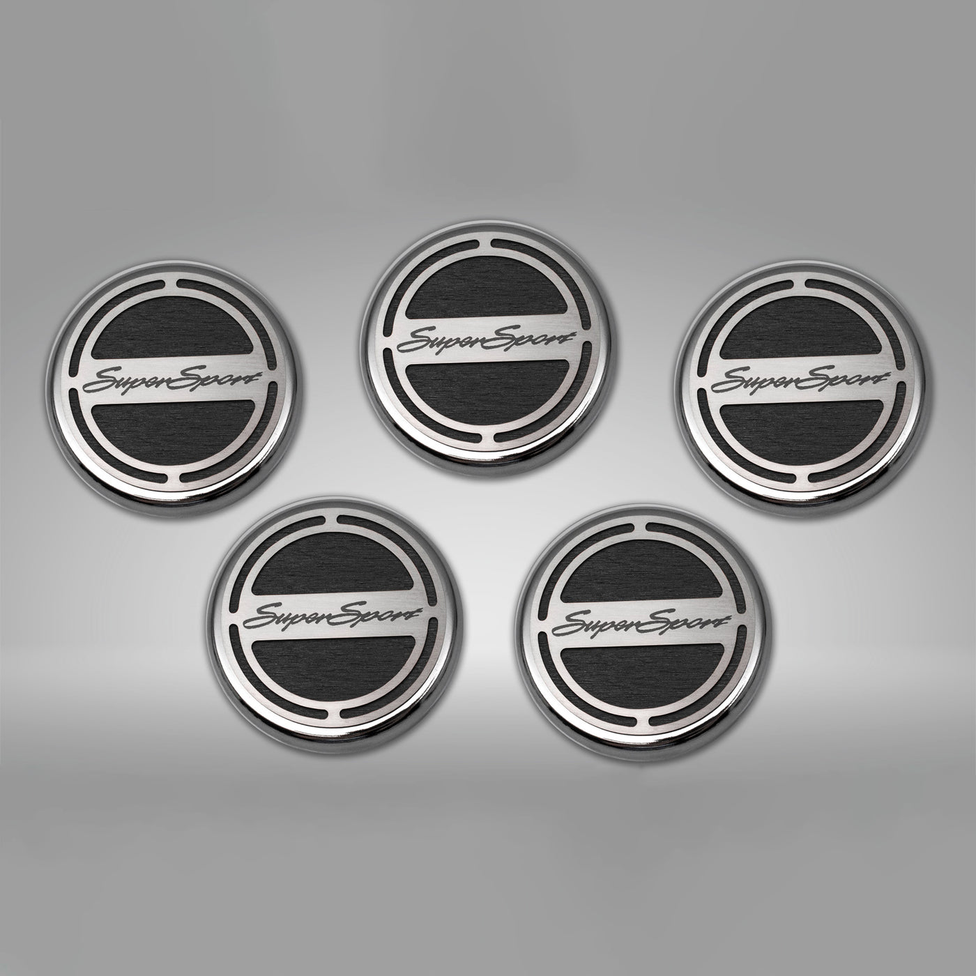 Dark Gray 2010-2022 Camaro SS - Engine Fluid Cap Cover Set Super Sport Style Automatic 5Pc
