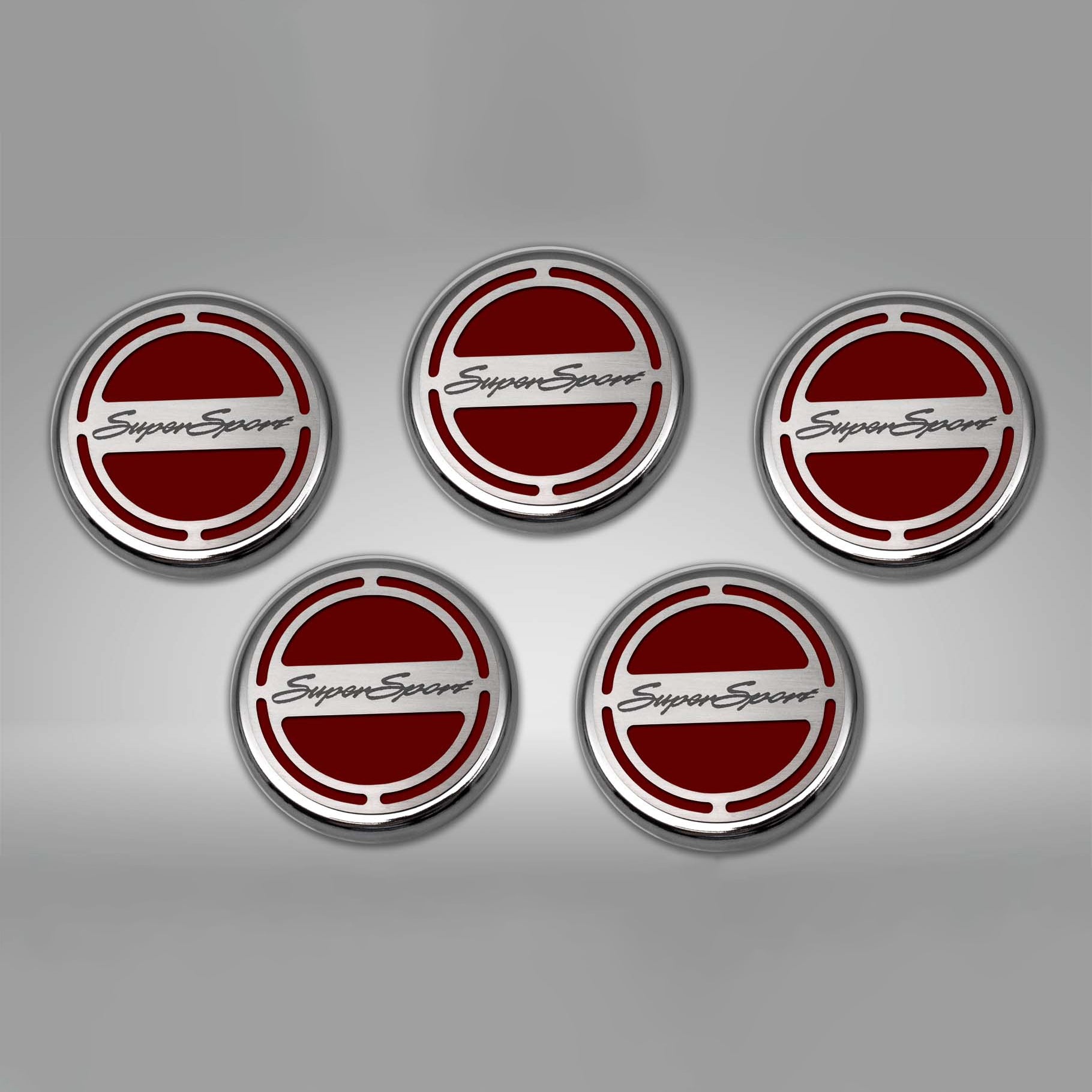 Dark Gray 2010-2022 Camaro SS - Engine Fluid Cap Cover Set Super Sport Style Automatic 5Pc
