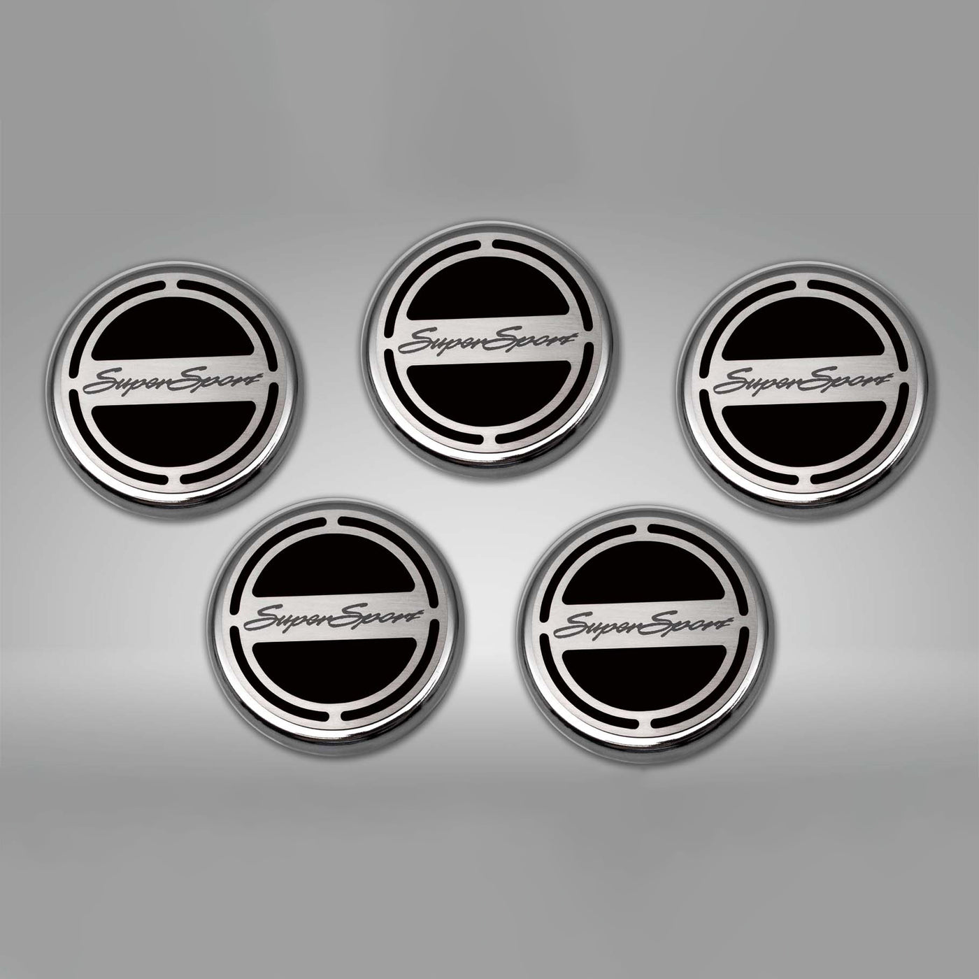 Dark Gray 2010-2022 Camaro SS - Engine Fluid Cap Cover Set Super Sport Style Automatic 5Pc