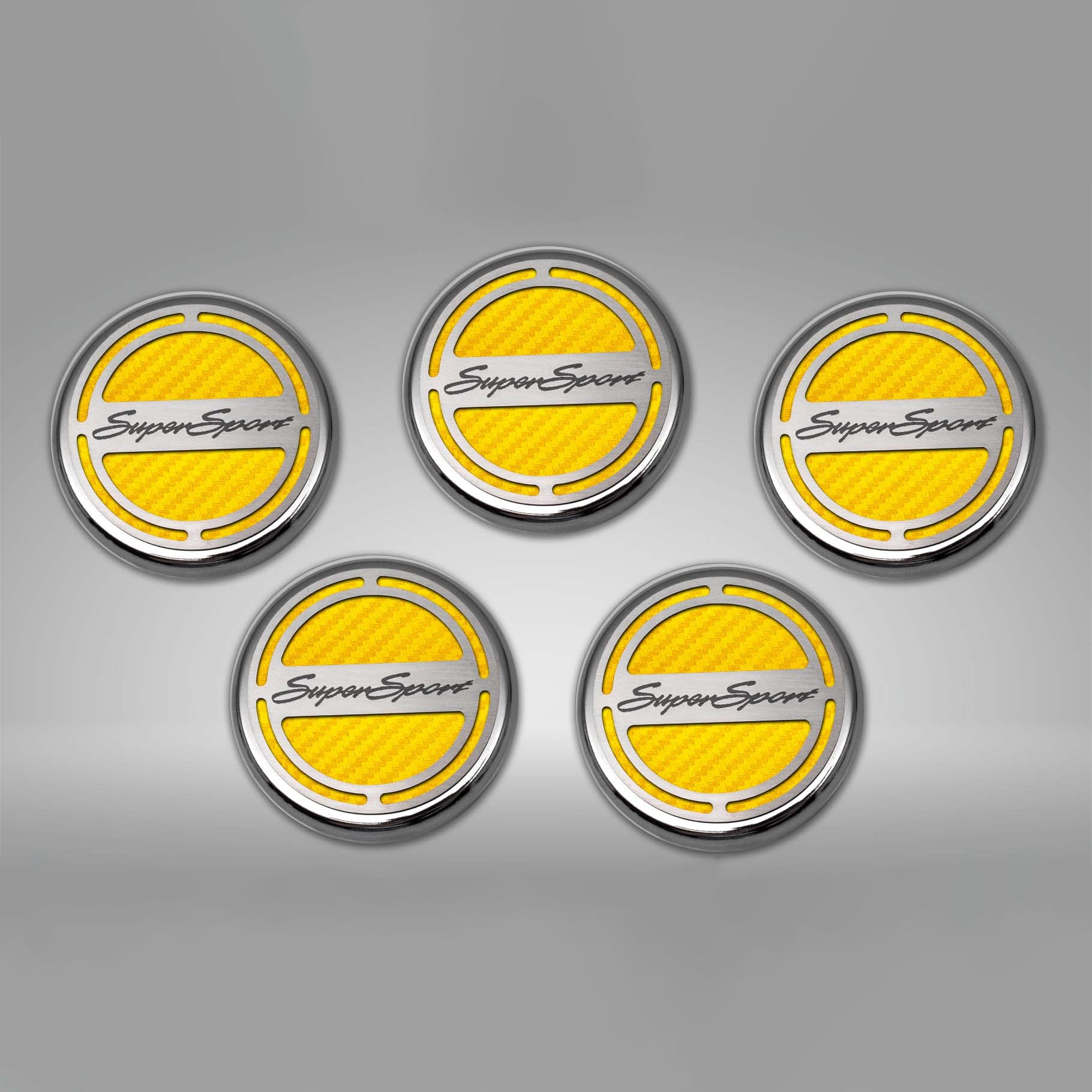 Dark Gray 2010-2022 Camaro SS - Engine Fluid Cap Cover Set Super Sport Style Automatic 5Pc