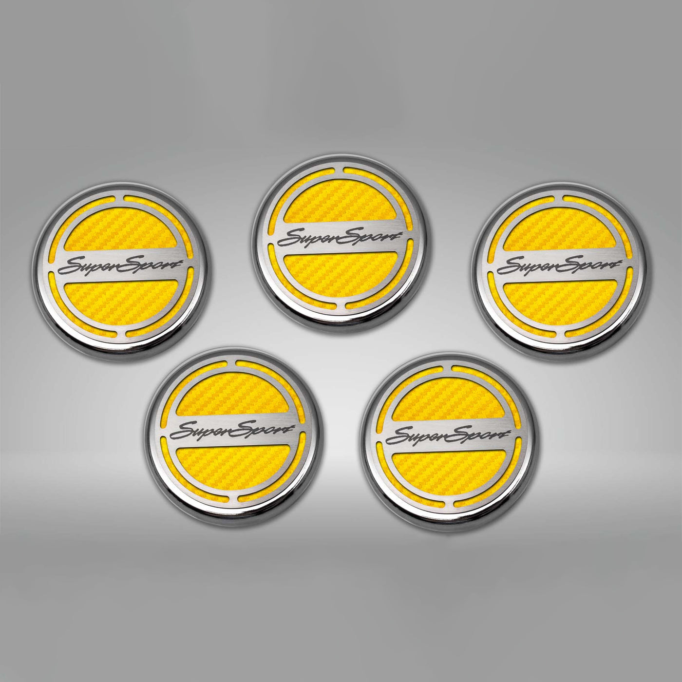 Dark Gray 2010-2022 Camaro SS - Engine Fluid Cap Cover Set Super Sport Style Automatic 5Pc