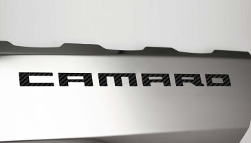 Light Gray 2016-2021 Camaro SS - Fuel Rail Cover Overlays with CAMARO Cutout 2Pc - Polished Stainless Steel