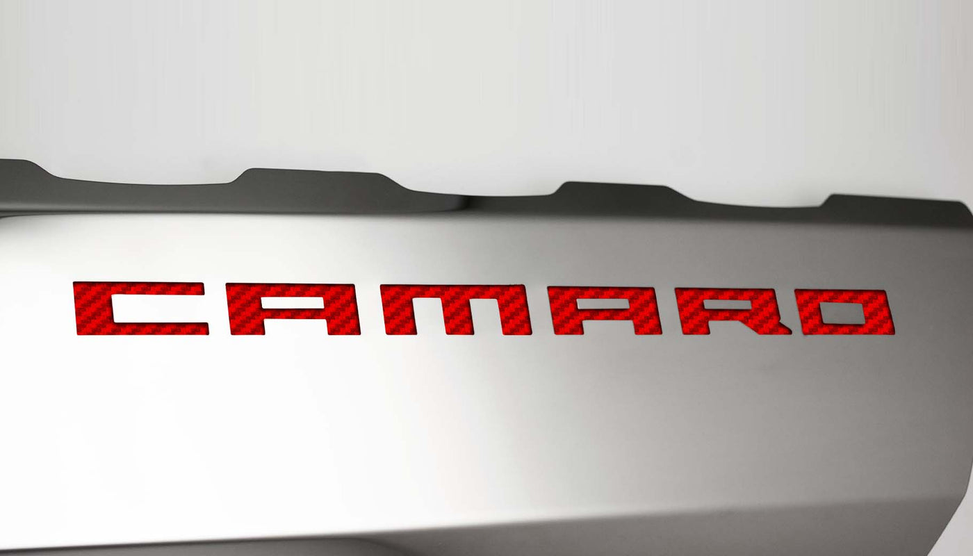 2016-2021 Camaro SS - Fuel Rail Cover Overlays with CAMARO Cutout 2Pc - Polished Stainless Steel