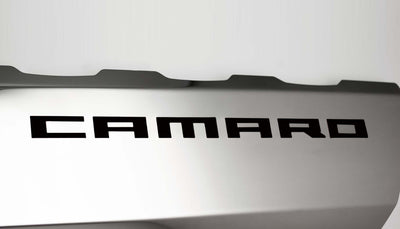 2016-2021 Camaro SS - Fuel Rail Cover Overlays with CAMARO Cutout 2Pc - Polished Stainless Steel